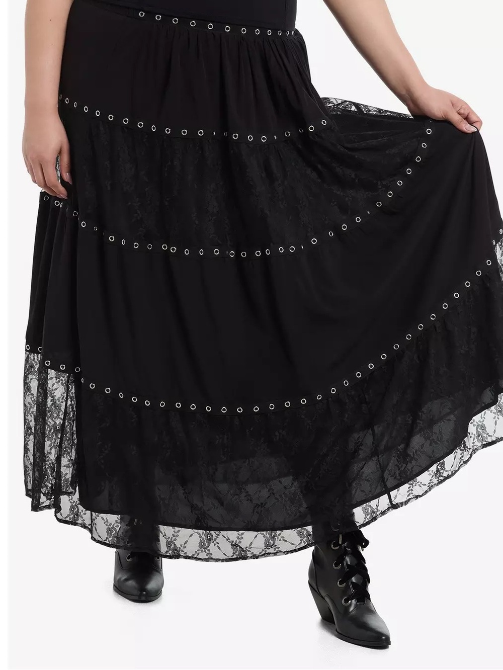 Hot Topic Witchy Lace Studded Eyelet Maxi Skirt